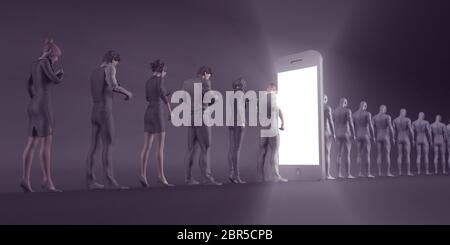 Technology Smartphone Turning People into Zombies Concept Stock Photo
