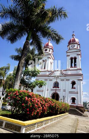 Colorful view of Charala Church in Santander, Colombia Stock Photo