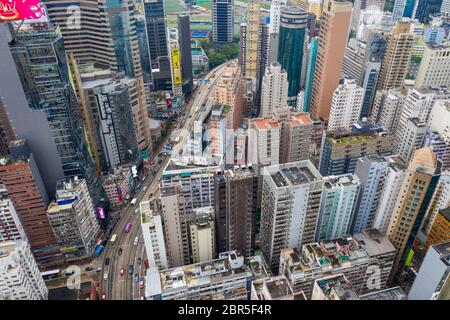 Causeway Bay, Hong Kong 07 May 2019: Top view of Hong Kong city Stock Photo