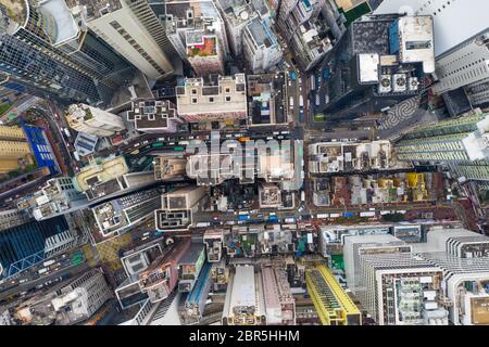 Causeway Bay, Hong Kong 07 May 2019: Top view of Hong Kong island district Stock Photo