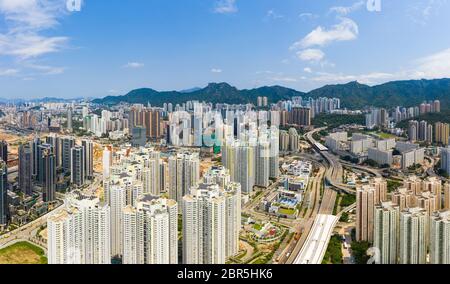 Wong Tai Sin, Hong Kong 12 May 2019: panoramic shot for the city in Hong Kong Stock Photo