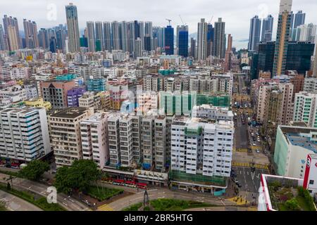 Sham Shui Po, Hong Kong 07 May 2019: Aerial view of Hong Kong building in Kowloon side Stock Photo