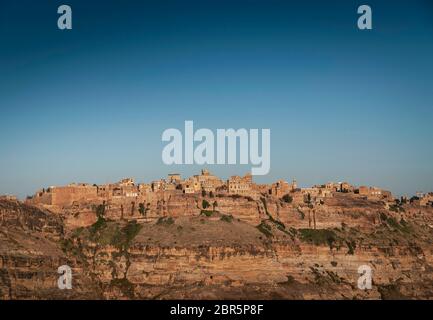 kawkaban ancient traditional architecture hilltop village in haraz mountains of yemen Stock Photo