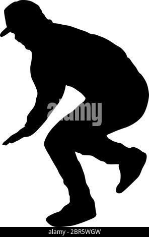 Black Silhouettes breakdancer on a white background. Stock Vector