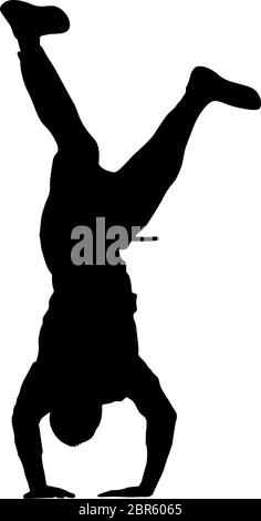 Black Silhouettes breakdancer on a white background. Stock Vector