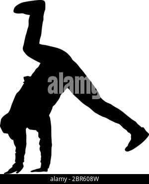 Black Silhouettes breakdancer on a white background. Stock Vector