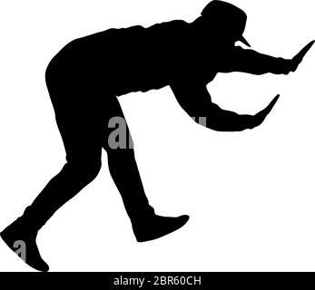 Black Silhouettes breakdancer on a white background. Stock Vector