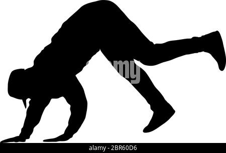 Black Silhouettes breakdancer on a white background. Stock Vector