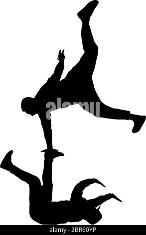 Black Silhouettes breakdancer on a white background. Stock Vector