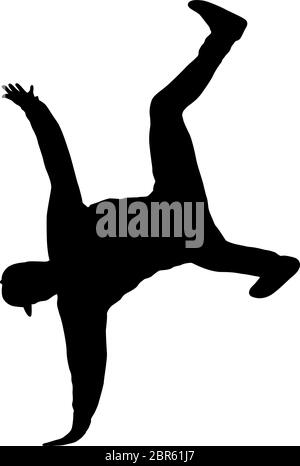 Black Silhouettes breakdancer on a white background. Stock Vector