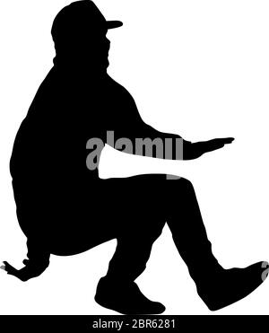 Black Silhouettes breakdancer on a white background. Stock Vector