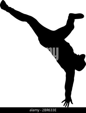 Black Silhouettes breakdancer on a white background. Stock Vector