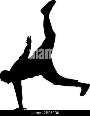 Black Silhouettes breakdancer on a white background. Stock Vector