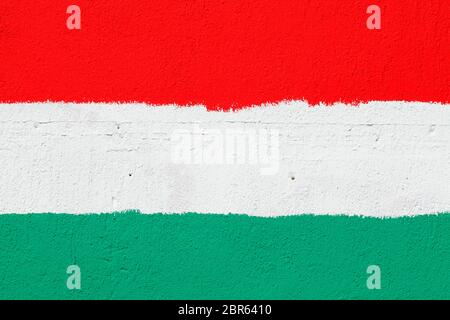 Hungarian flag painted on a stone wall, Europe Stock Photo