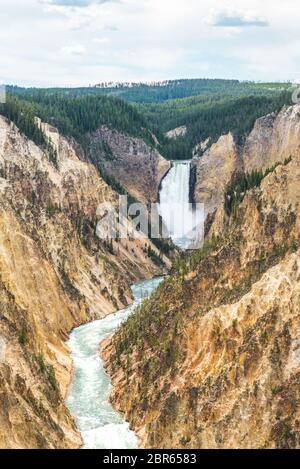 upper falls on the day in yellow stone Yellowstone National park,Wyoming.usa. Stock Photo