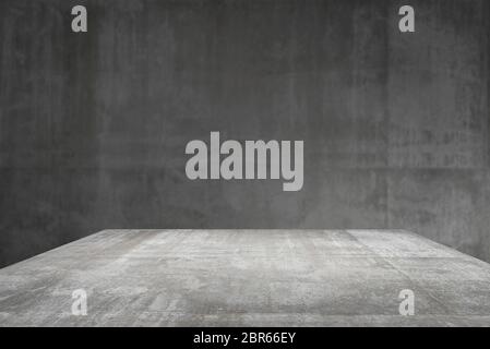 empty table top Ready for product display montage; cement table and gray cement background.. Stock Photo