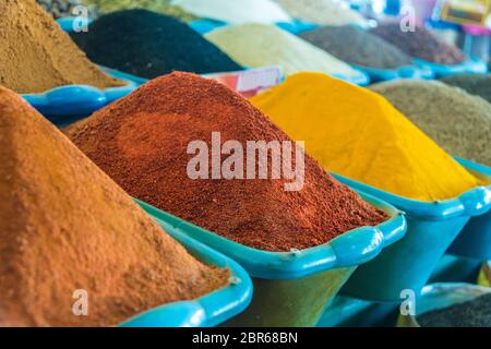 Spices sold at the Chorsu Bazaar in Tashkent, Uzbekistan Stock Photo