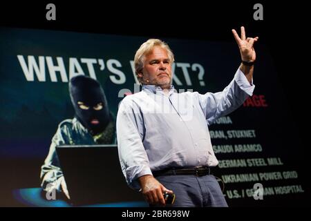 Eugene Kaspersky, world-renowned cybersecurity expert,  Chairman and CEO of Kaspersky Lab, speaking at Starmus  Festival 2016, Tenerife, Canary Island Stock Photo