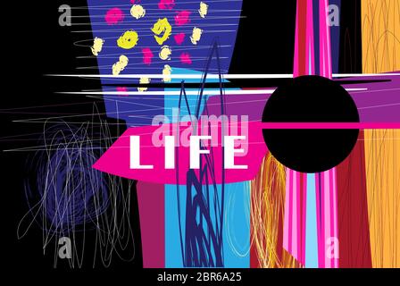 Abstract retro raster color background with geometric objects Stock Vector