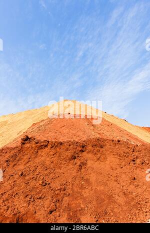 Earth sand soil colors on construction landscape embankment Stock Photo