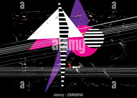 Abstract retro raster color background with geometric objects Stock Vector