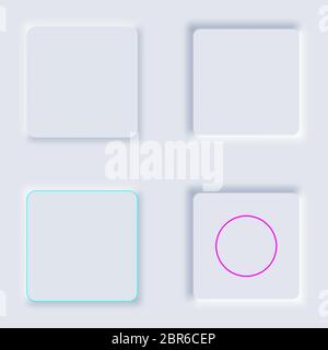 Bright white cube set gradient buttons. Internet symbols on a background. Neumorphic effect icons. Shaped figure in trendy soft 3D style. Vector Stock Vector