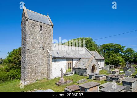 Marcross Church in the Vale of Glamorgan, dedicated to The Holy Trinity. Stock Photo
