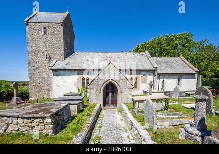 Marcross Church in the Vale of Glamorgan, dedicated to The Holy Trinity. Stock Photo