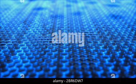 Conceptual abstract image with graphene structural pattern. 3D illustration background. Stock Photo