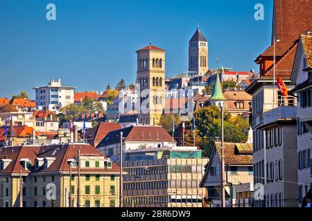 Zurich landmarks and cityscape colorful view, largest city in Switzerland Stock Photo
