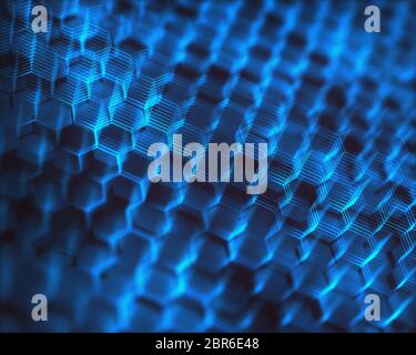 Conceptual abstract image with graphene structural connection. 3D illustration background. Stock Photo