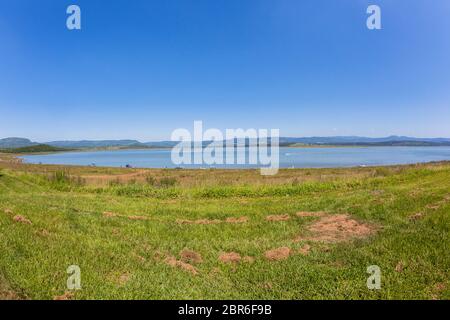 Albert falls dam summer landscape public fishing ski boats holidays. Stock Photo