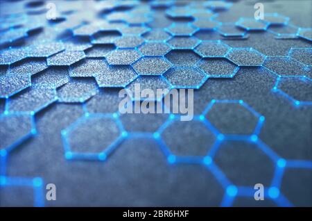 Conceptual abstract image with structural connection. 3D illustration background. Stock Photo