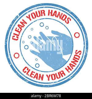 Clean your hands sign or stamp on white background, vector illustration Stock Vector