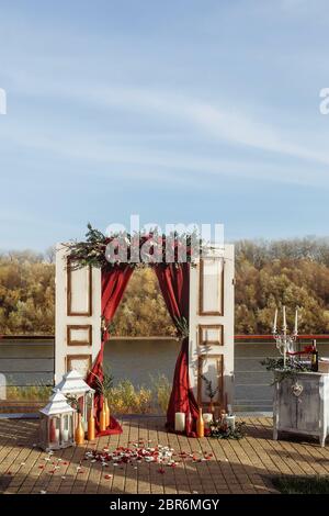 wedding decoration for the ceremony. wedding ceremony Stock Photo