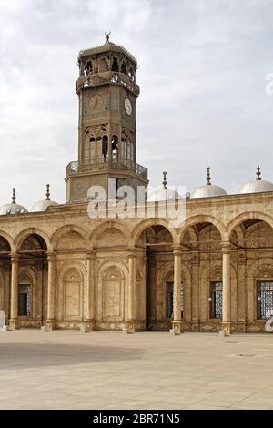 The clock tower of The great mosque of Muhammad Ali Pasha or Alabaster ...