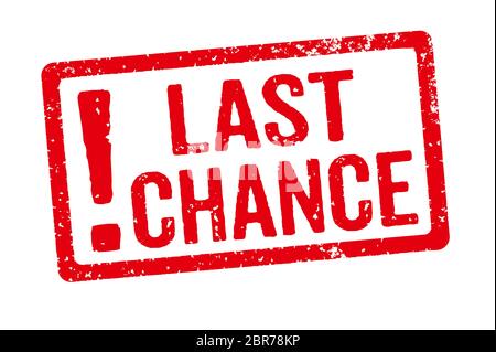 A red stamp on a white background - Last chance Stock Photo