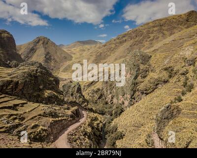 Aerial view of high-mountain landscape in Andes, Peru Stock Photo