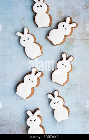 Easter Fondant Covered Gingerbread Egg And Bunny Biscuits Stock Photo