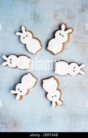 Easter Fondant Covered Gingerbread Egg And Bunny Biscuits Stock Photo