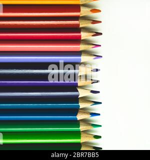 Crayons. Colored Pencils. colored pencils isolated on white background. Stock Photo