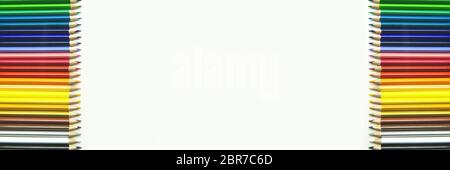 Crayons. Colored Pencils. colored pencils isolated on white background. Banner. Stock Photo