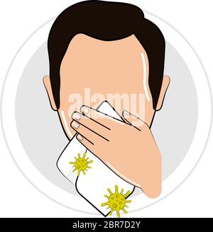 Man with a virus handkerchief Stock Vector