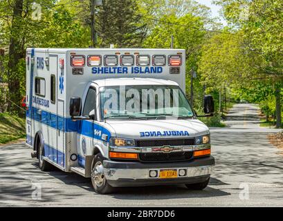 Shelter Island Ambulance in Shelter Island, NY Stock Photo