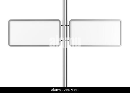 Two blank billboards attached on column, front view Stock Photo
