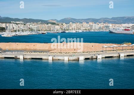 bay view of Palma, Majorca, Balearic islands, Spain, European tourist destination Stock Photo