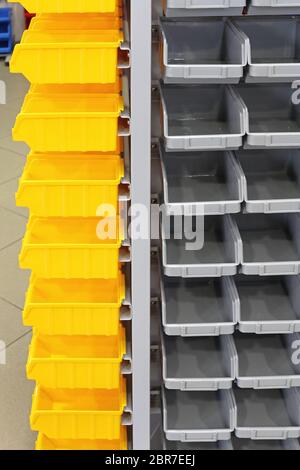 Small Parts Storage Organizer Tower Plastic Trays Stock Photo