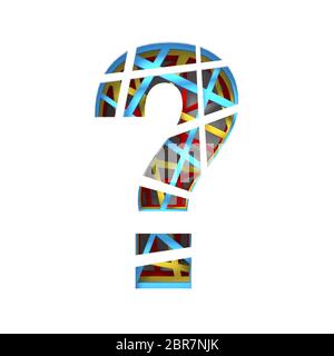 Paper cut out font QUESTION MARK 3D render illustration isolated on ...
