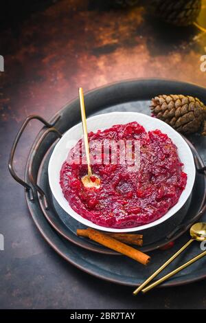 Cranberry Sauce in a bowl Stock Photo
