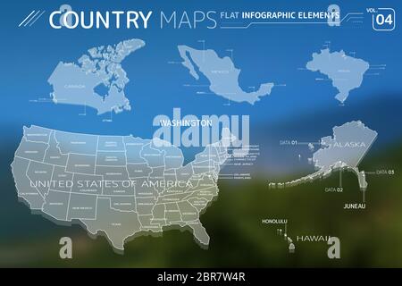Flat Map Features Flat vector maps collection with infographic elements Stock Photo - Alamy